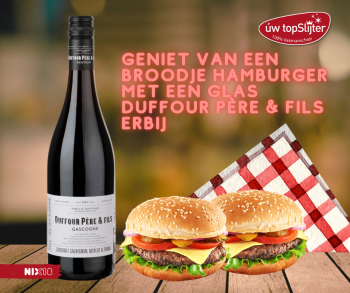 Hamburger met Duffour Pére & Fils Côtes de Gascogne Rouge - uw topSlijter